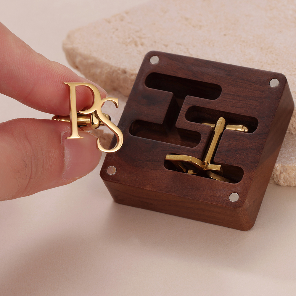 Men'S Grooming Gifts - Stainless Steel Custom Cufflinks Personalized Letter