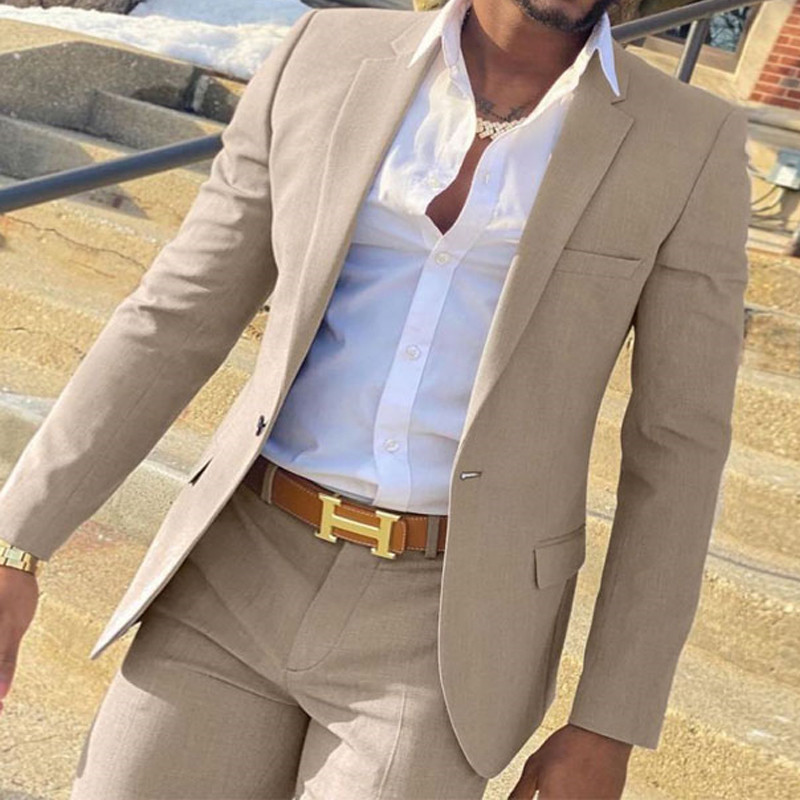 2 Pieces Beige Suit for Men Sl – Men'S Grooming Daily Bewertung und Preis