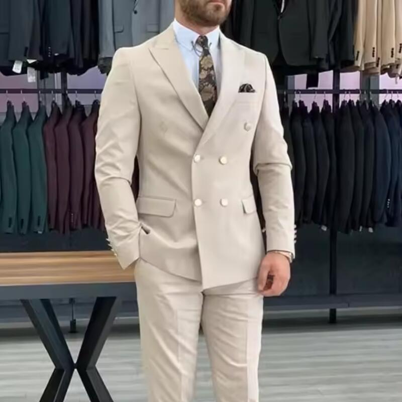 New Beige Men Suits Double Bre – Men'S Grooming Daily Bewertung und Preis