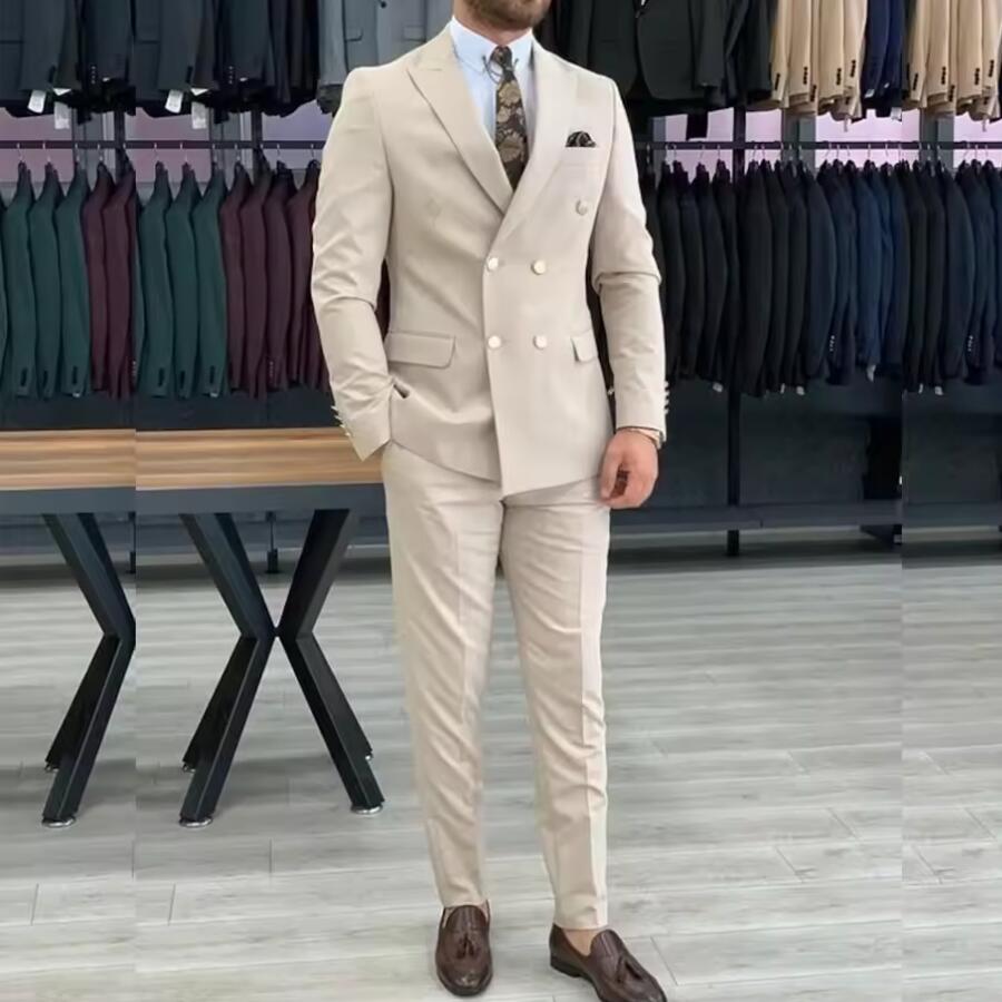 New Beige Men Suits Double Bre – Men'S Grooming Daily Bewertung und Preis