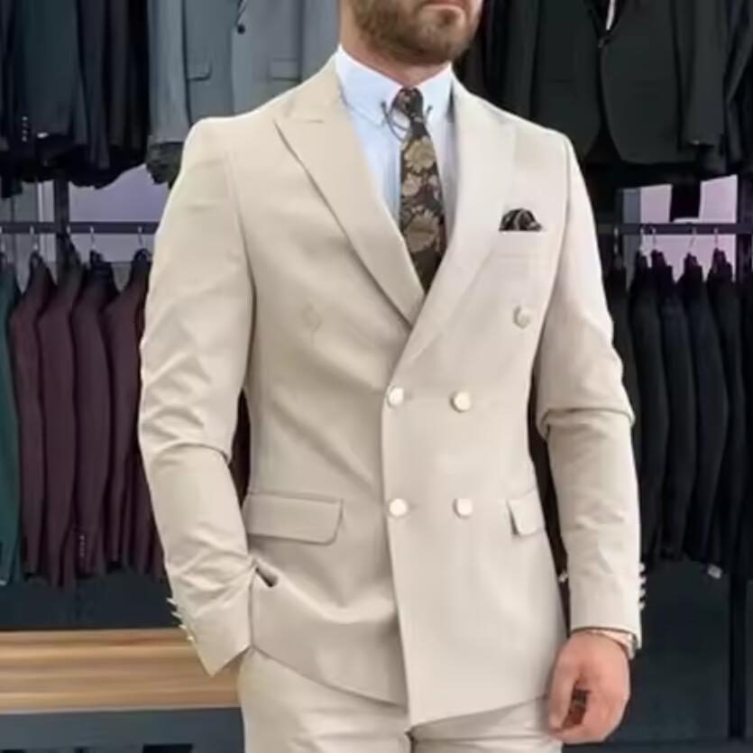 New Beige Men Suits Double Bre – Men'S Grooming Daily Bewertung und Preis