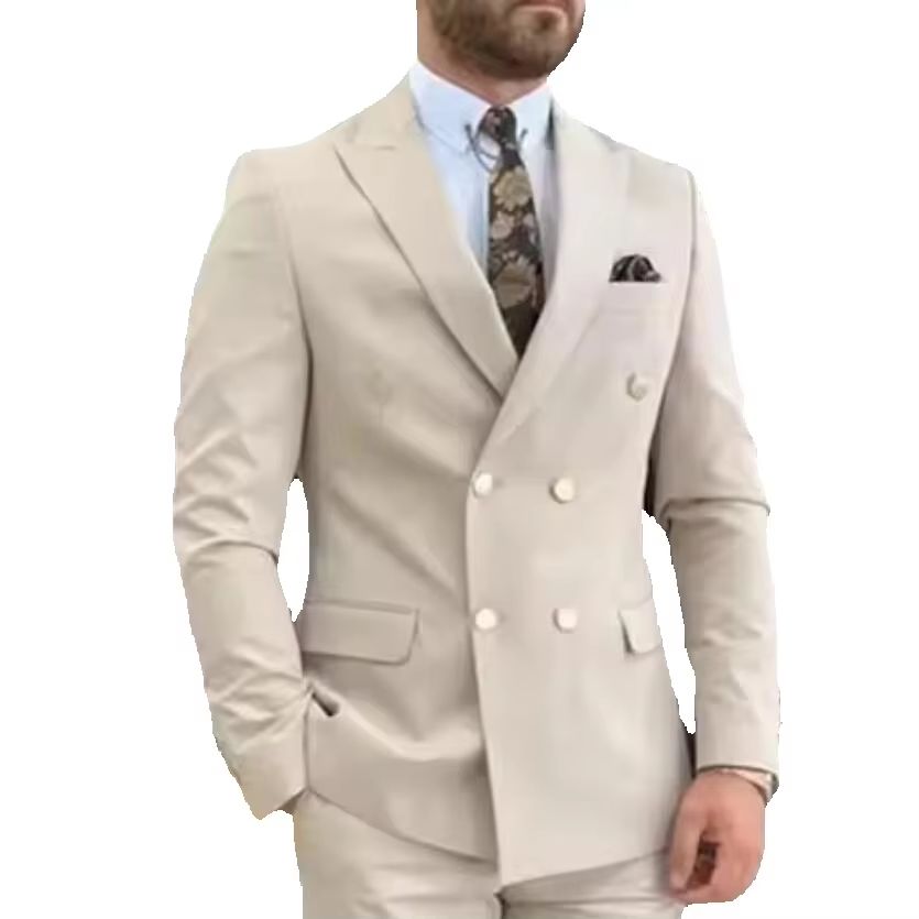 New Beige Men Suits Double Bre – Men'S Grooming Daily Bewertung und Preis